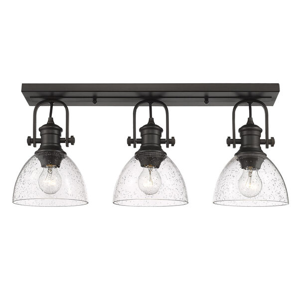 Hines Rubbed Bronze Seeded Glass 25-Inch Three-Light Semi Flush Mount, image 1